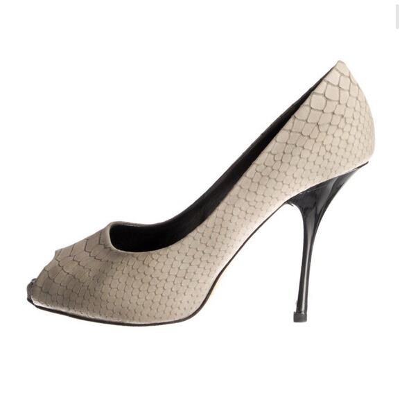 GIUSEPPE ZANOTTI Sloane Beige Snake Peep Toe Stiletto Platform Heels EU 38.5/8.5 - Picture 3 of 5